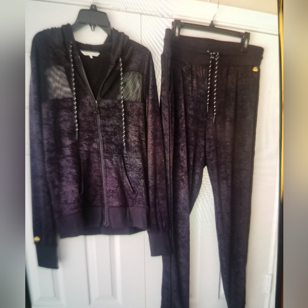 Black Mesh Hoodie and Jogger Set